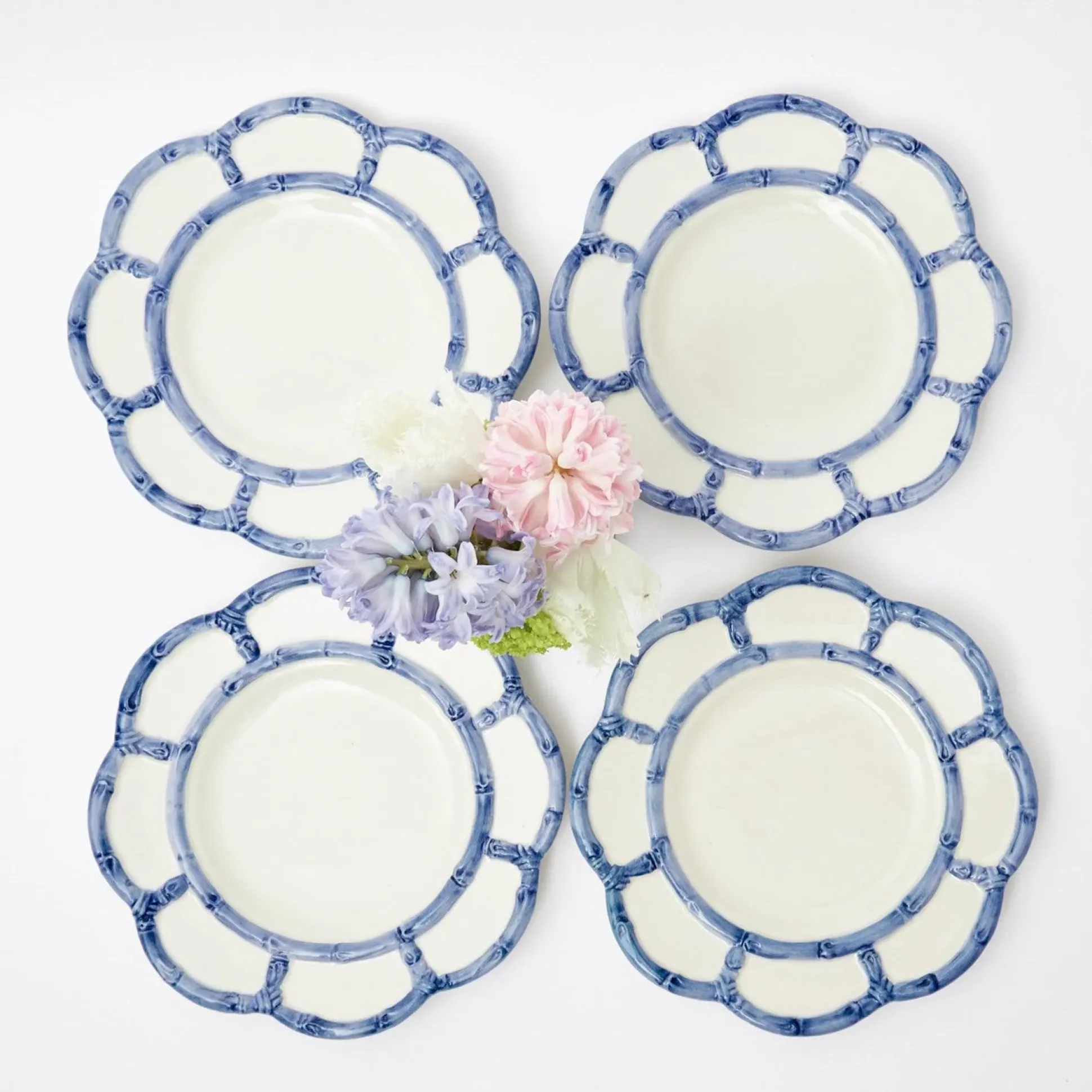 Blue Petal Bamboo Starter Plate (Set Of 4)