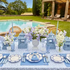 Blue Rattan Pagoda Lantern Set