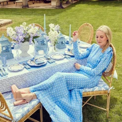 Blue Rattan Pagoda Lantern Set