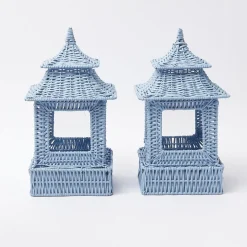 Blue Rattan Pagoda Lantern