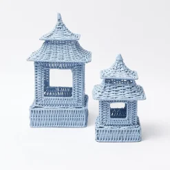 Blue Rattan Pagoda Lantern