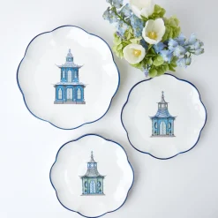 Blue Scalloped Pagoda Starter Plate