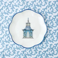 Blue Scalloped Pagoda Starter Plate