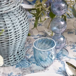 Blue Swirl Water Glasses With White Rim (Set Of 4)