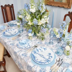 Blue Swirl Water Glasses With White Rim (Set Of 4)