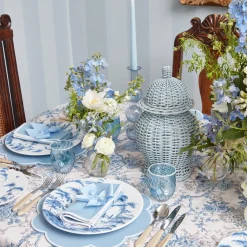 Blue Swirl Water Glasses With White Rim (Set Of 4)