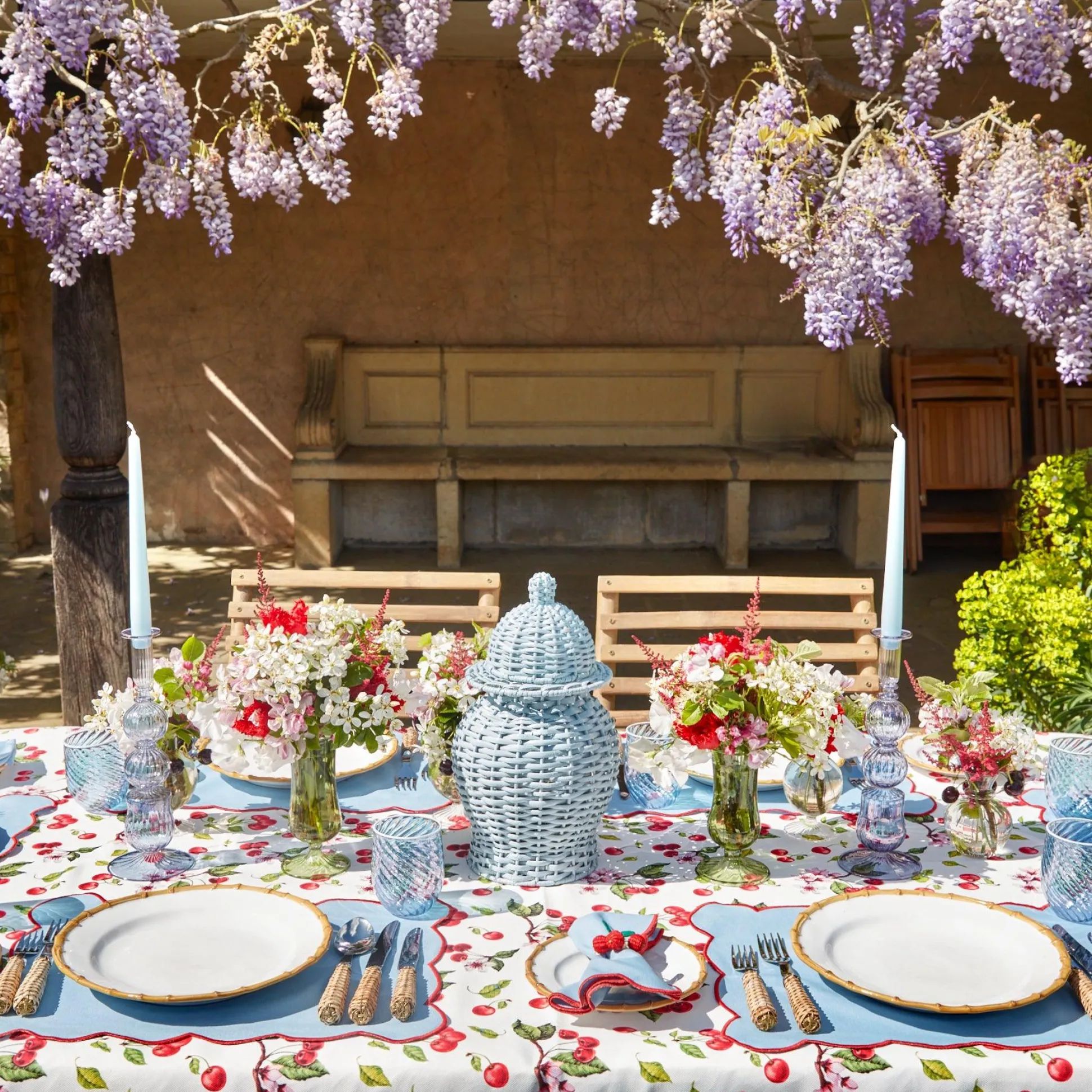 Blue Swirl Water Glasses With White Rim (Set Of 4)