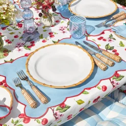 Blue Swirl Water Glasses With White Rim (Set Of 4)