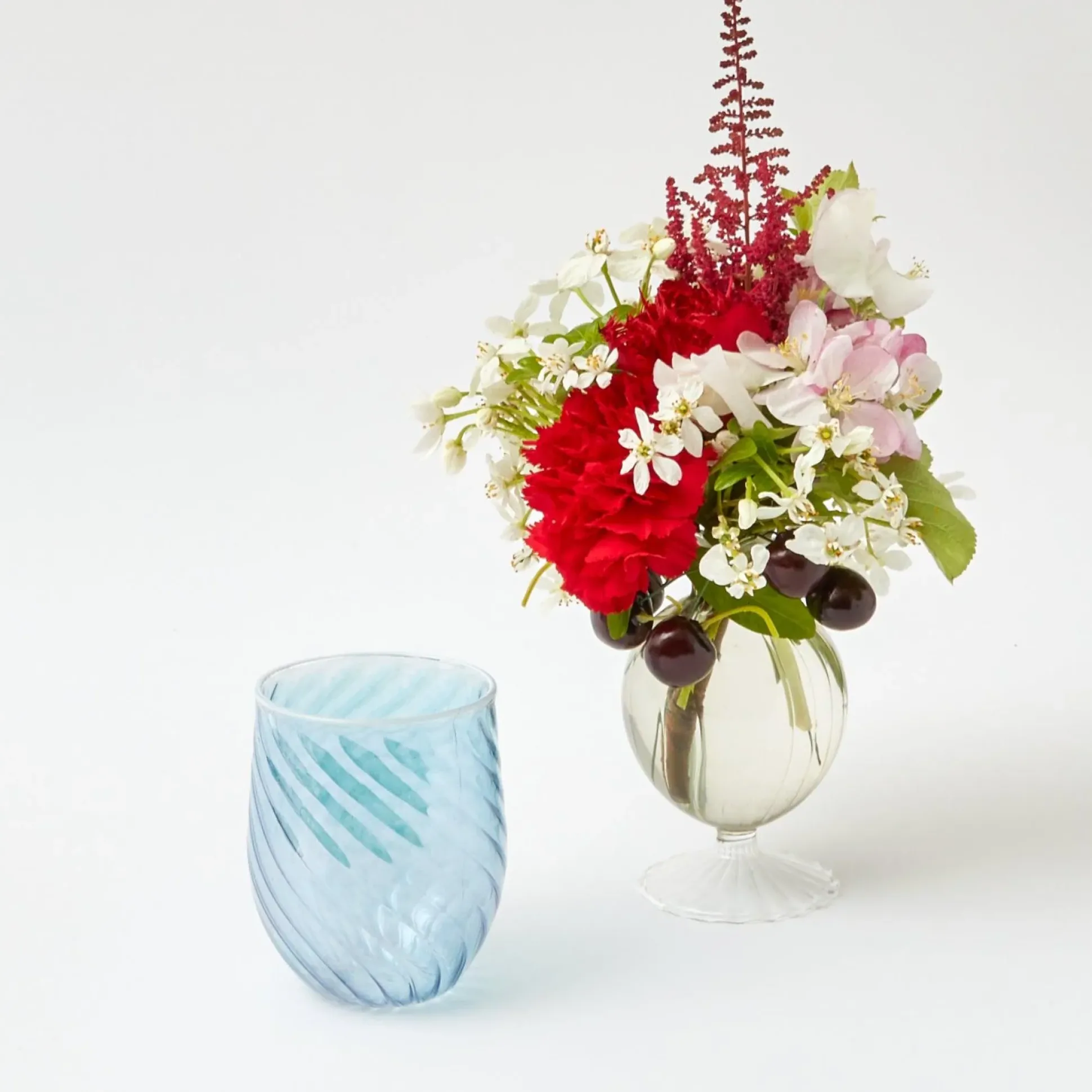 Blue Swirl Water Glasses With White Rim (Set Of 4)