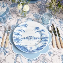 Blue Swirl Water Glasses With White Rim (Set Of 4)