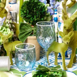 Blue Swirl Water Glasses With White Rim (Set Of 4)