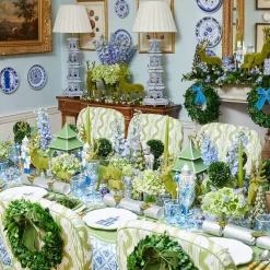 Blue Swirl Water Glasses With White Rim (Set Of 4)