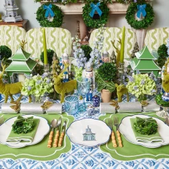 Blue Swirl Water Glasses With White Rim (Set Of 4)