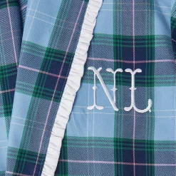 Blue Tartan Frilled Dressing Gown