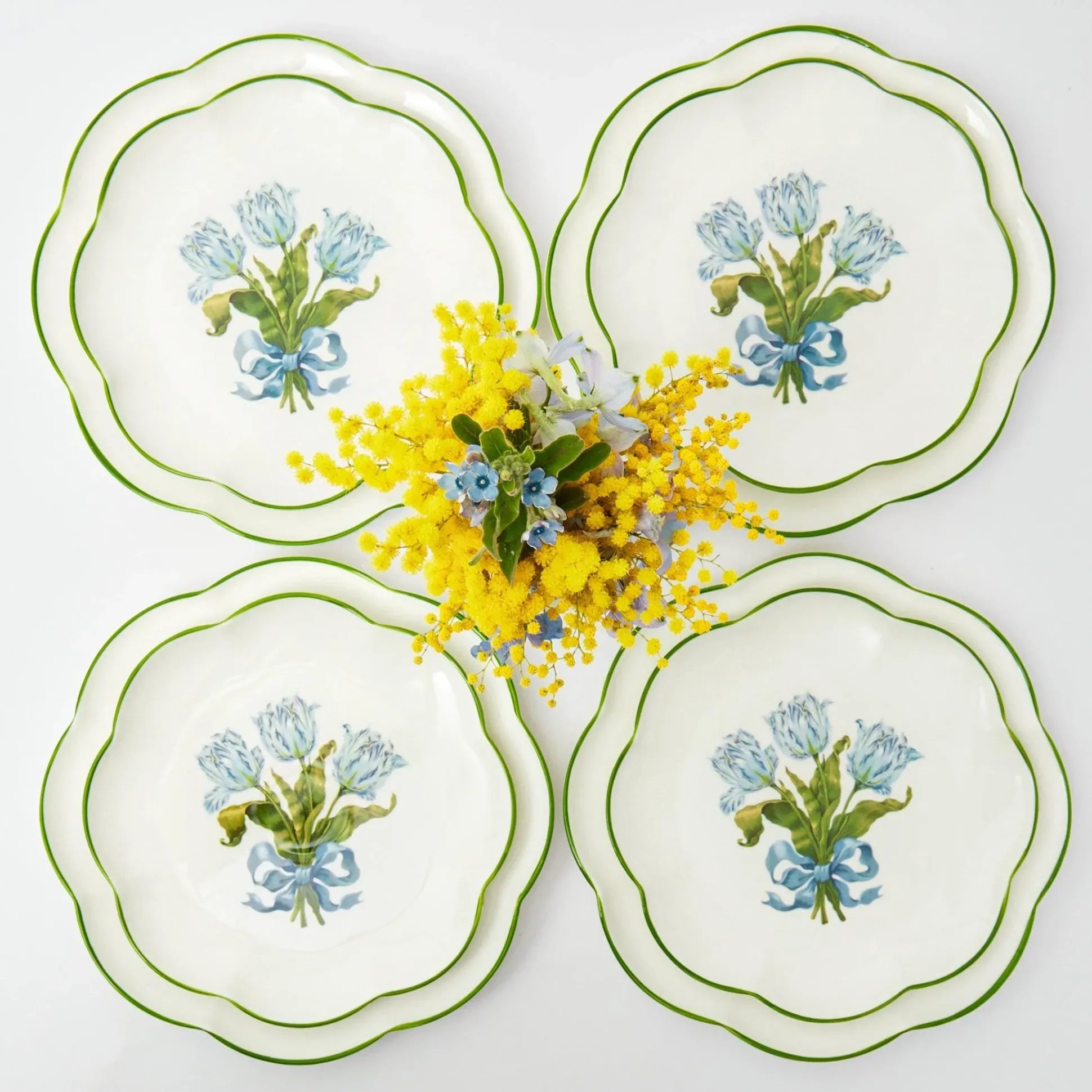 Blue Tulip Dinner & Starter Plates (Set Of 8)