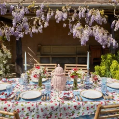 Blue With Red Scallop Napkins (Set Of 4)