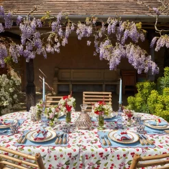 Blue With Red Scallop Placemats & Napkins (Set Of 4)