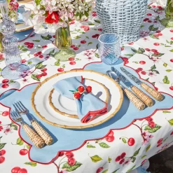 Blue With Red Scallop Placemat (Set Of 4)