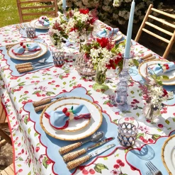 Blue With Red Scallop Placemat (Set Of 4)