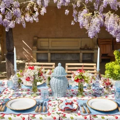 Blue With Red Scallop Placemat (Set Of 4)