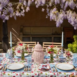 Blue With Red Scallop Placemat (Set Of 4)