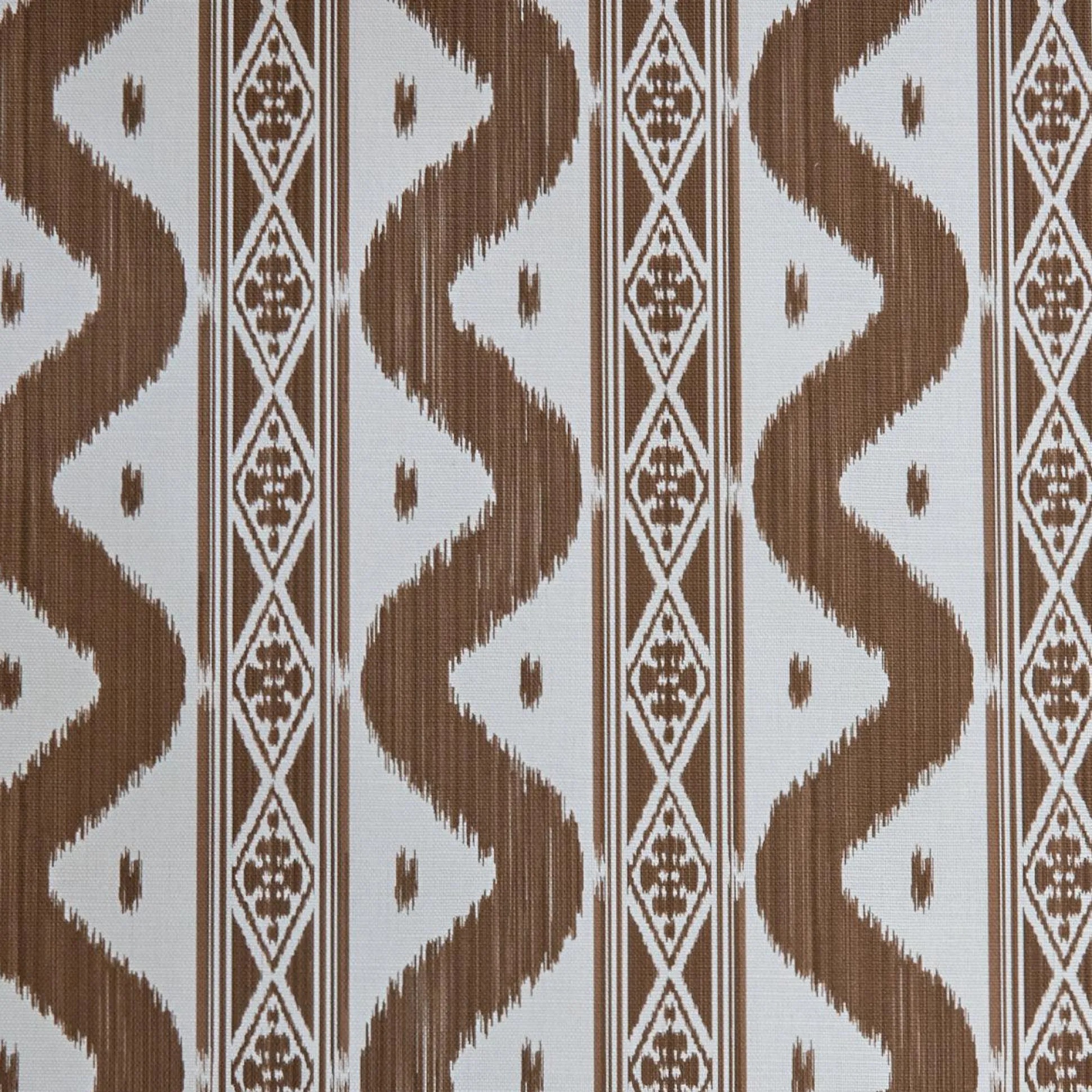 Chestnut Brown Ikat Stripe Fabric
