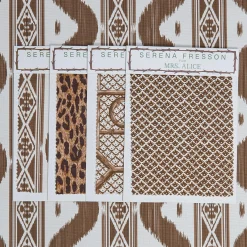 Chestnut Brown Ikat Stripe Fabric