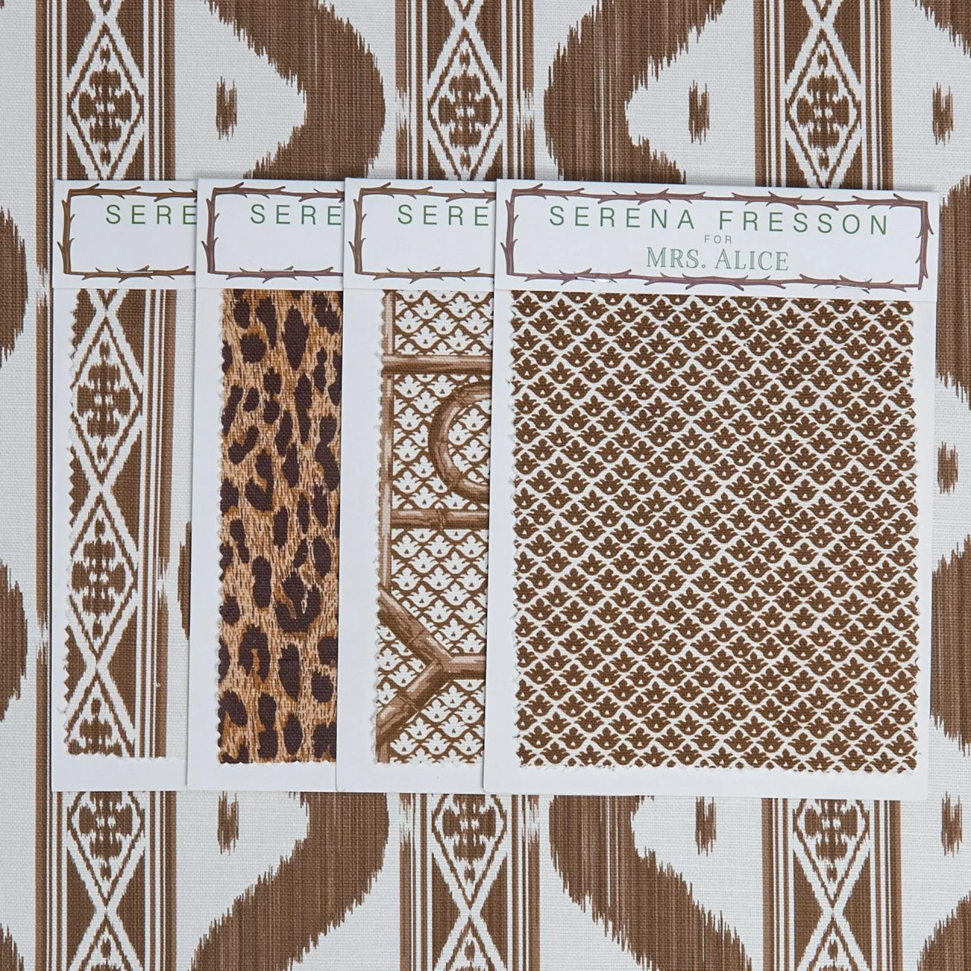 Chestnut Brown Ikat Stripe Fabric