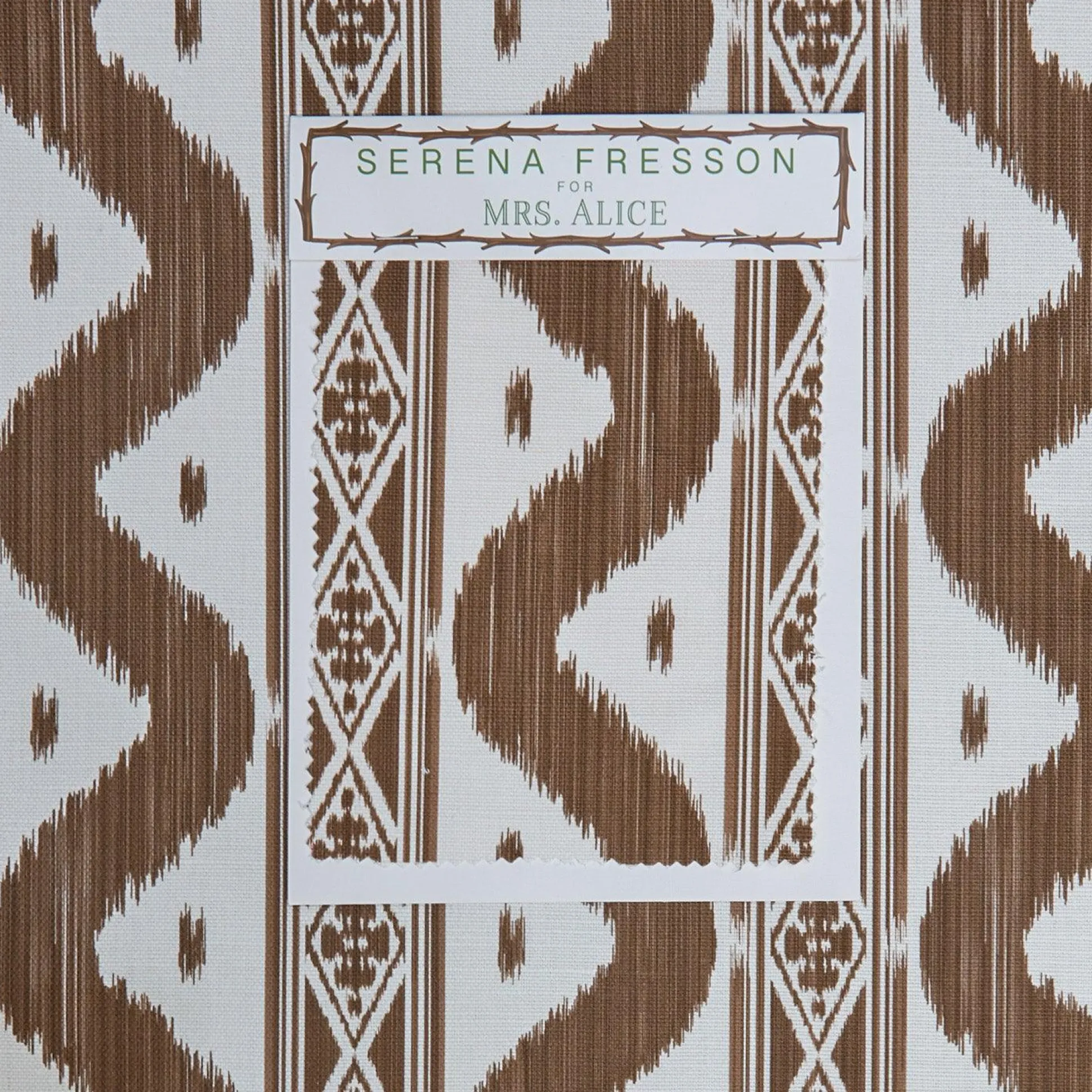 Chestnut Brown Ikat Stripe Fabric