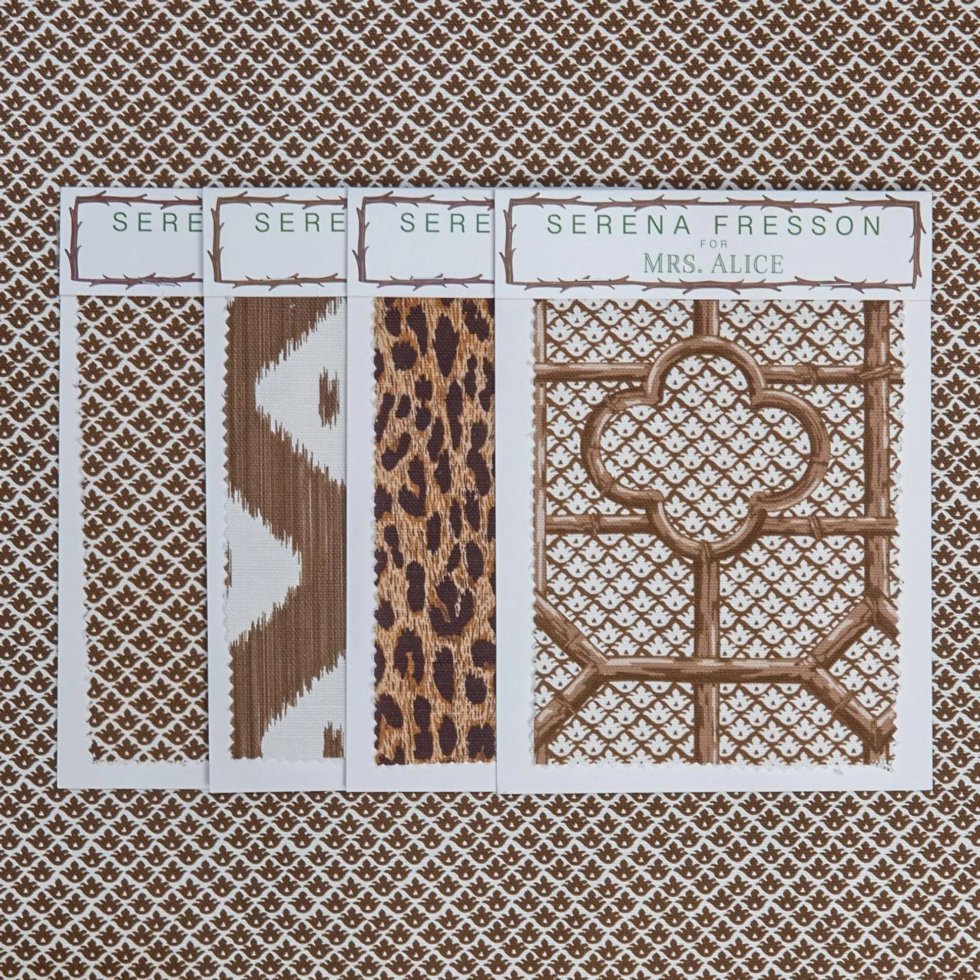 Chestnut Brown Lotus Flower Fabric