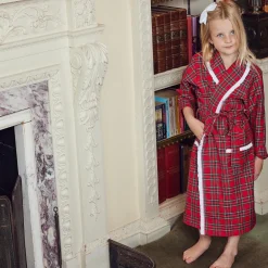 Children's Red Tartan Frilled Dressing Gown