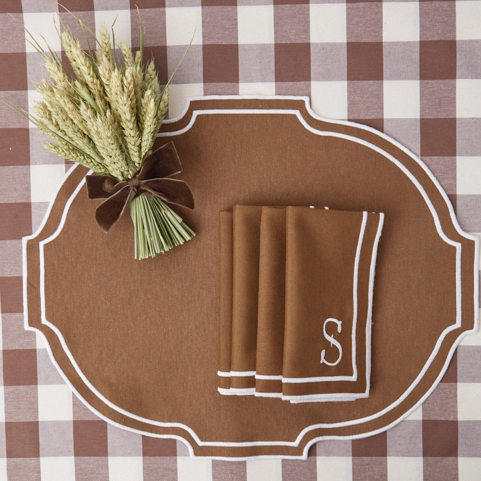 Chocolate Gingham Tablecloth
