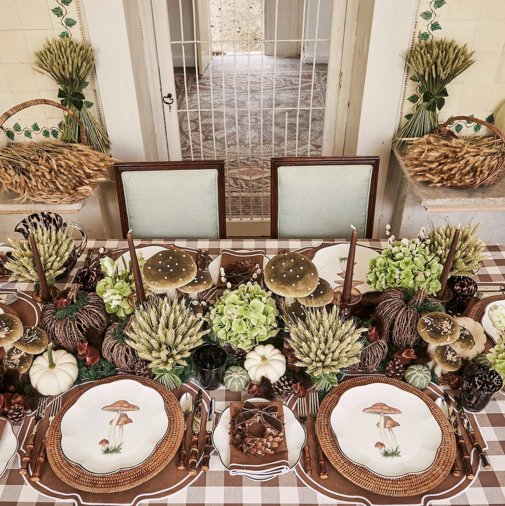 Chocolate Gingham Tablecloth