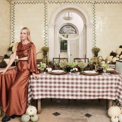 Chocolate Gingham Tablecloth