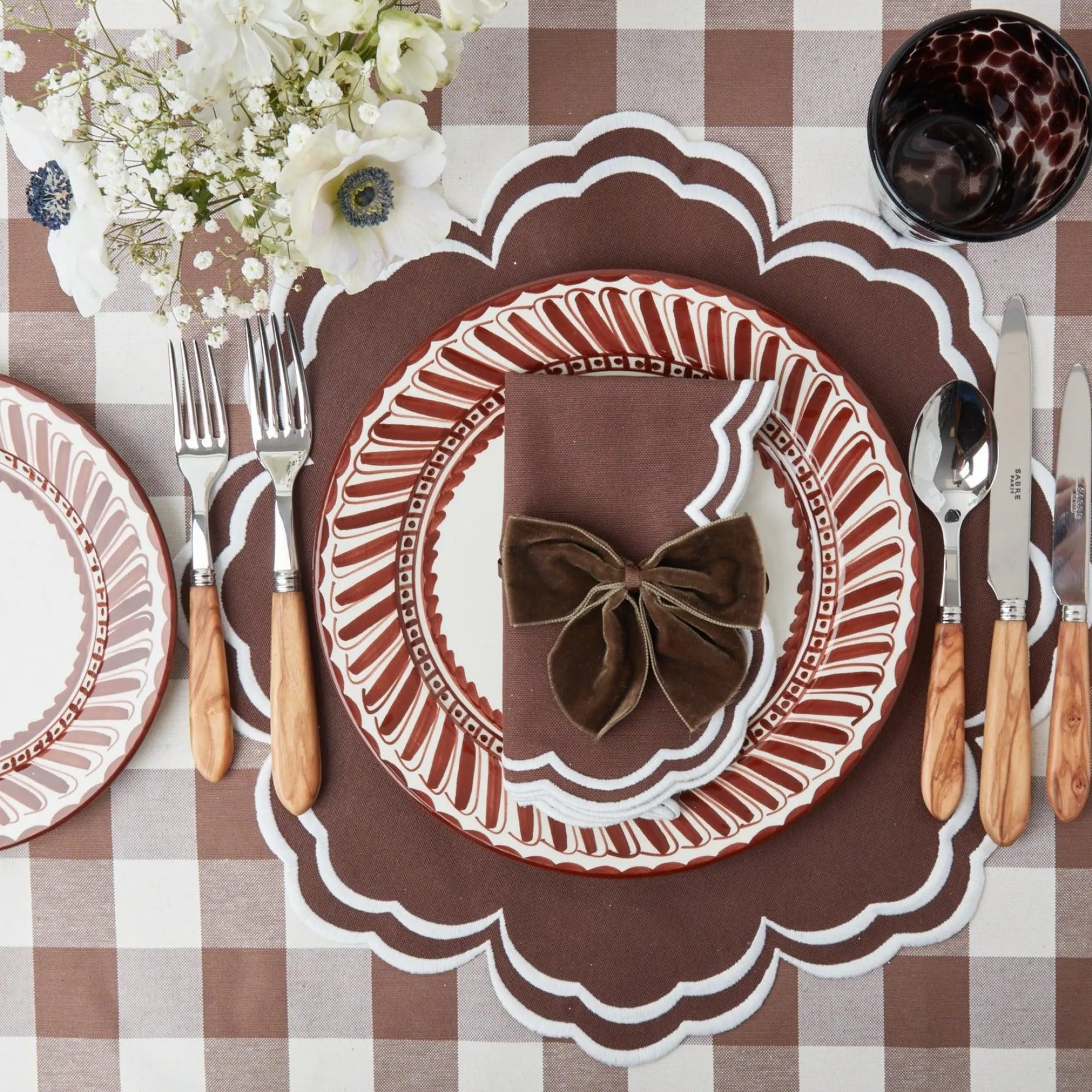 Chocolate Gingham Tablecloth