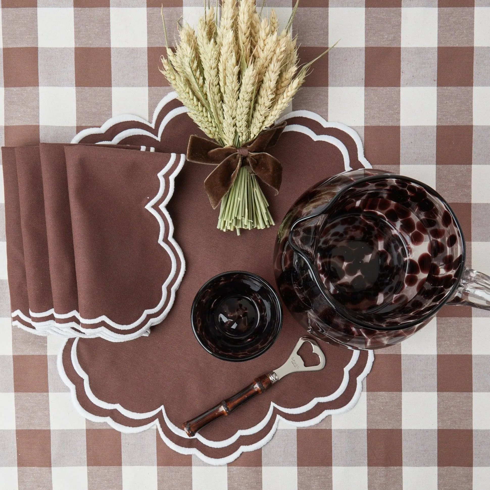 Chocolate Gingham Tablecloth