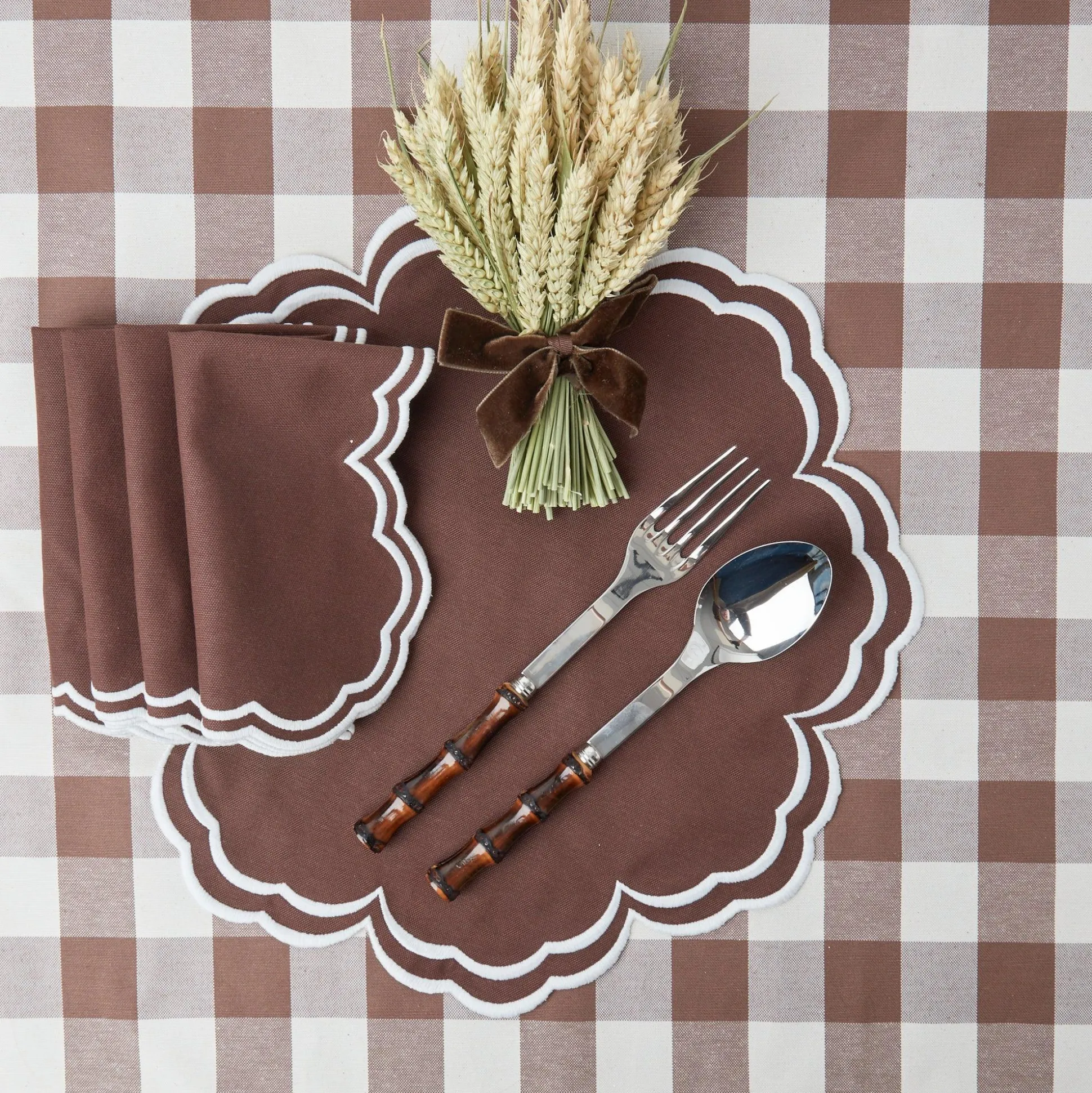 Chocolate Gingham Tablecloth