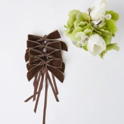 Chocolate Velvet Mini Bows (Set Of 4)