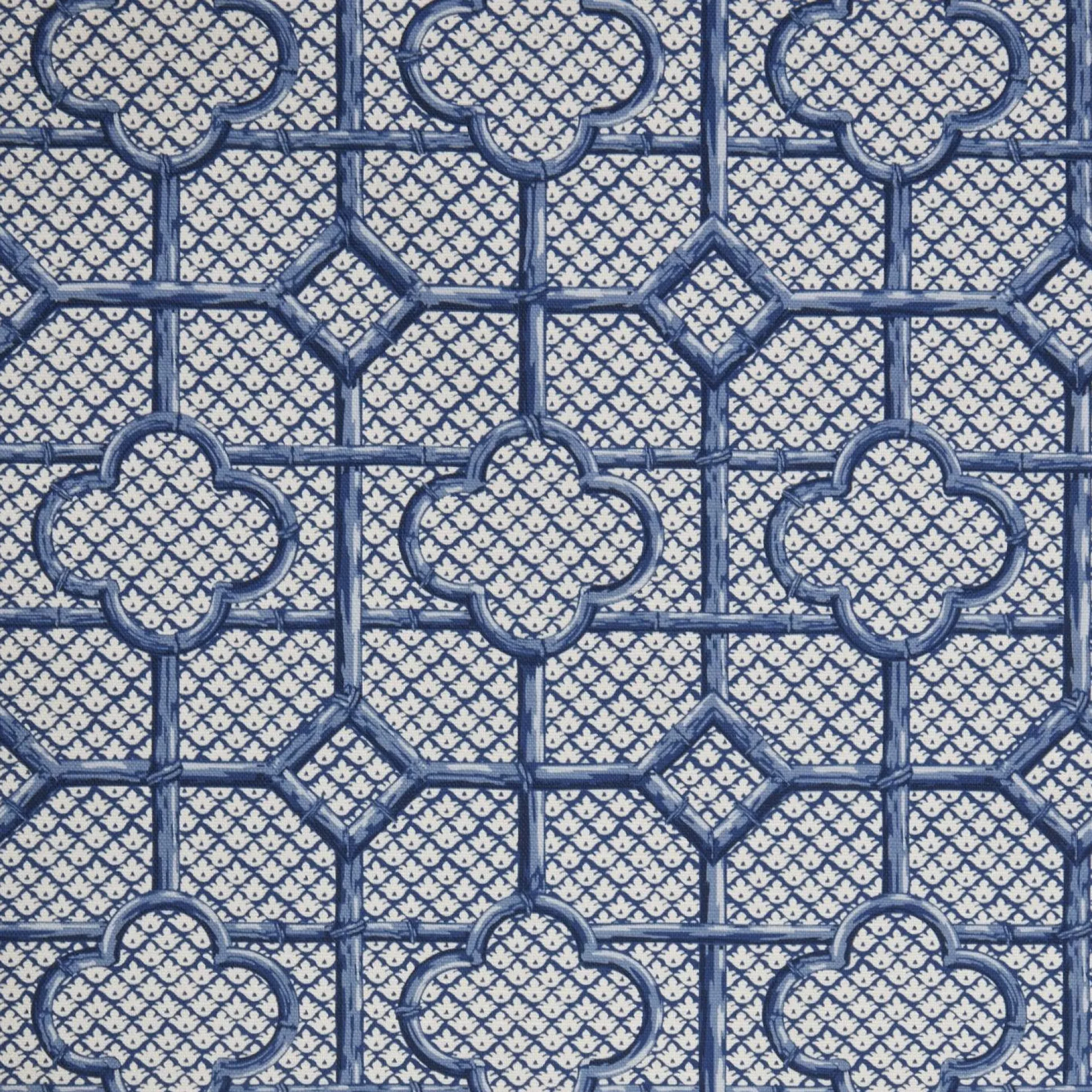 Cobalt Blue Bamboo Trellis Fabric