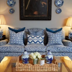 Cobalt Blue Bamboo Trellis Fabric