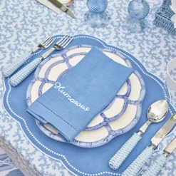 Compliment Blue Linen Napkins (Set Of 8)