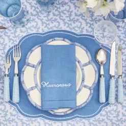 Compliment Blue Linen Napkins (Set Of 8)