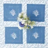 Coral Blue Linen Cocktail Napkins (Set Of 4)
