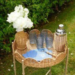 Coral Blue Linen Cocktail Napkins (Set Of 4)