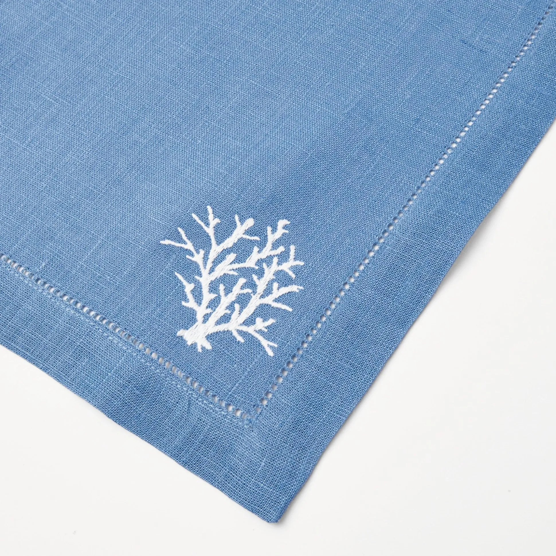Coral Blue Linen Napkins (Set Of 4)