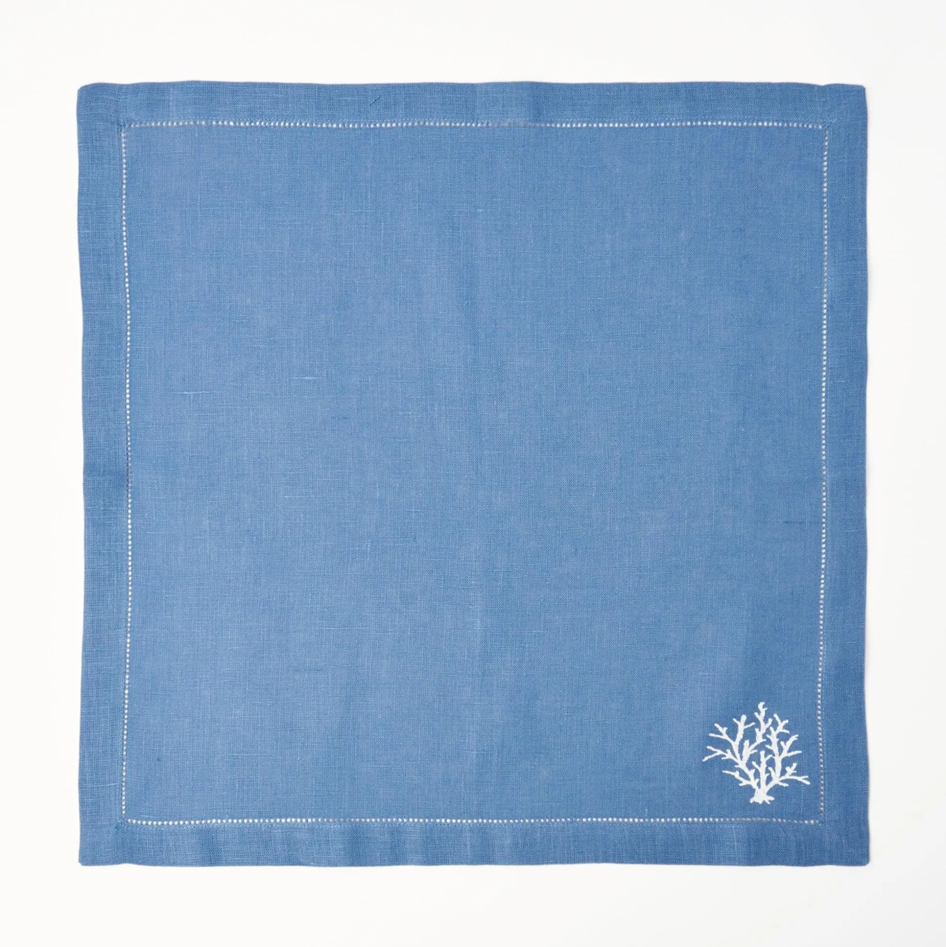 Coral Blue Linen Napkins (Set Of 4)