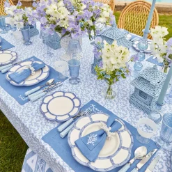 Coral Blue Linen Napkins (Set Of 4)