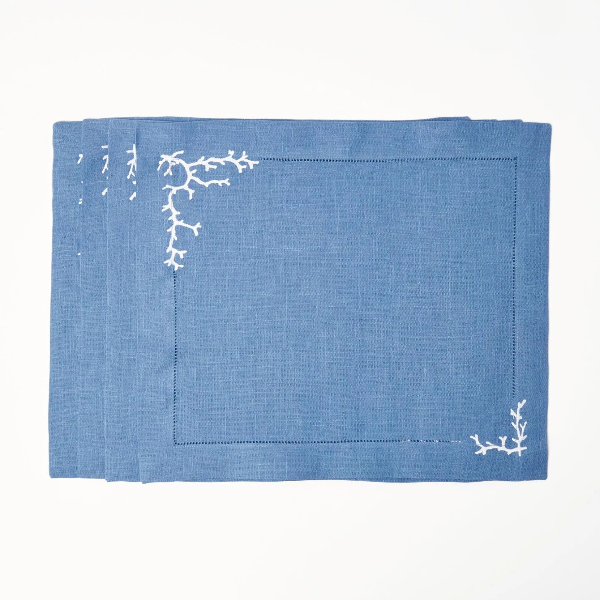 Coral Blue Linen Placemats (Set Of 4)