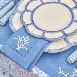 Coral Blue Linen Placemats (Set Of 4)