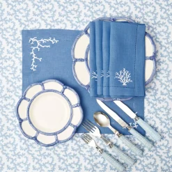 Coral Blue Linen Placemats (Set Of 4)